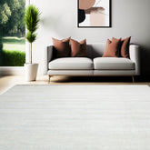 9' x12'  Sea Foam White Color Hand Knotted Persian Wool and Silk Modern & Contemporary Oriental Area Rug